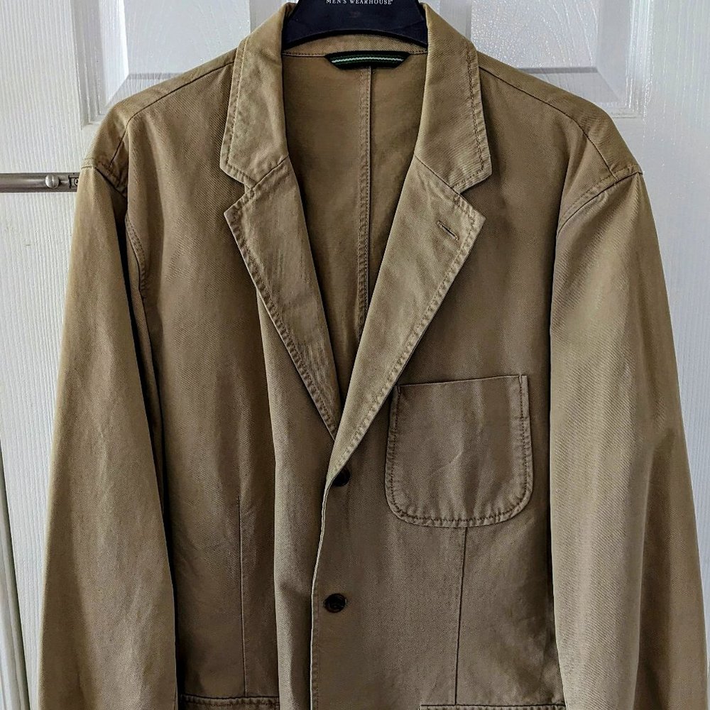 J.Crew Blazer Jacket Mens Size XL Cotton Linen Blend Khaki Sport Coat